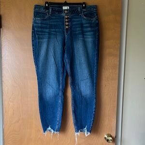Maurices Blue Ankle Cropped Jeans with Distressed Hem